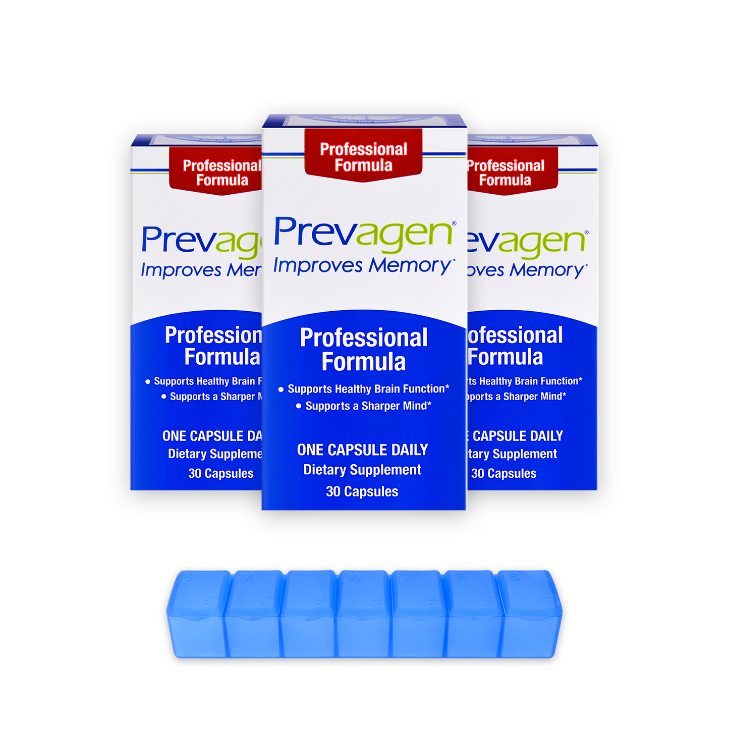 Prevagen® Professional Formula 40mg, 30 Capsules (3-Pack) with Prevagen 7-Day Pill Minder