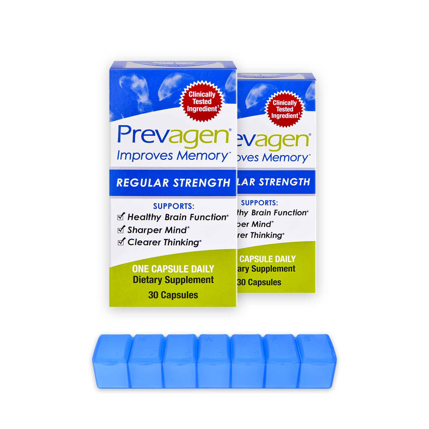 Prevagen® 10mg, 30 Capsules (2-Pack) with Prevagen 7-Day Pill Minder