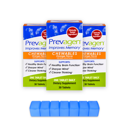 Prevagen® 10mg, 30 Chewables - Orange Flavor (3-Pack) with Prevagen 7-Day Pill Minder
