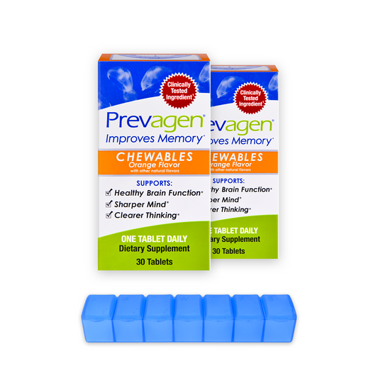 Prevagen® 10mg, 30 Chewables - Orange Flavor (2-Pack) with Prevagen 7-Day Pill Minder