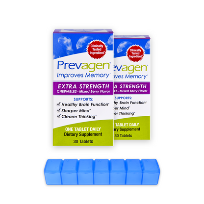 Prevagen® 20mg, 30 Chewables - Mixed Berry Flavor (2-Pack) with Prevagen 7-Day Pill Minder