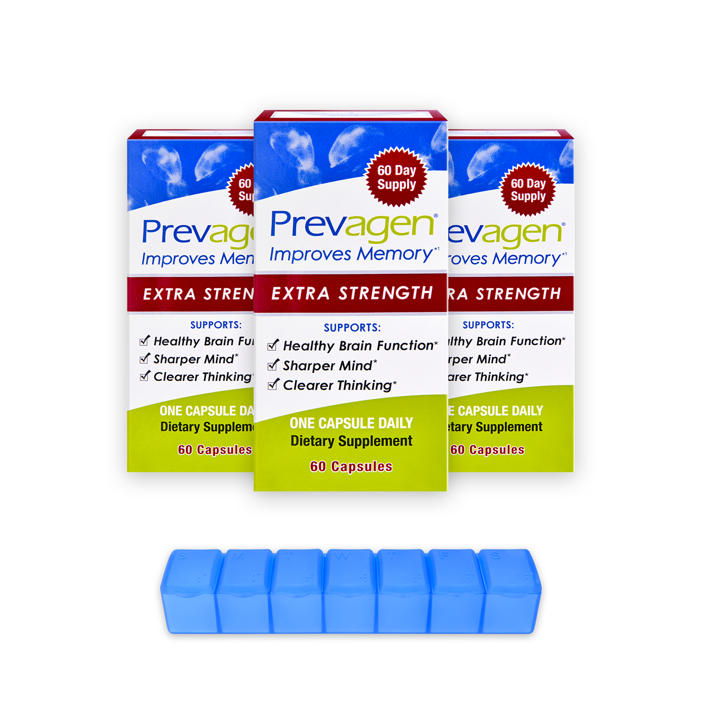 Prevagen® 20mg, 60 Capsules (3-Pack) with Prevagen 7-Day Pill Minder