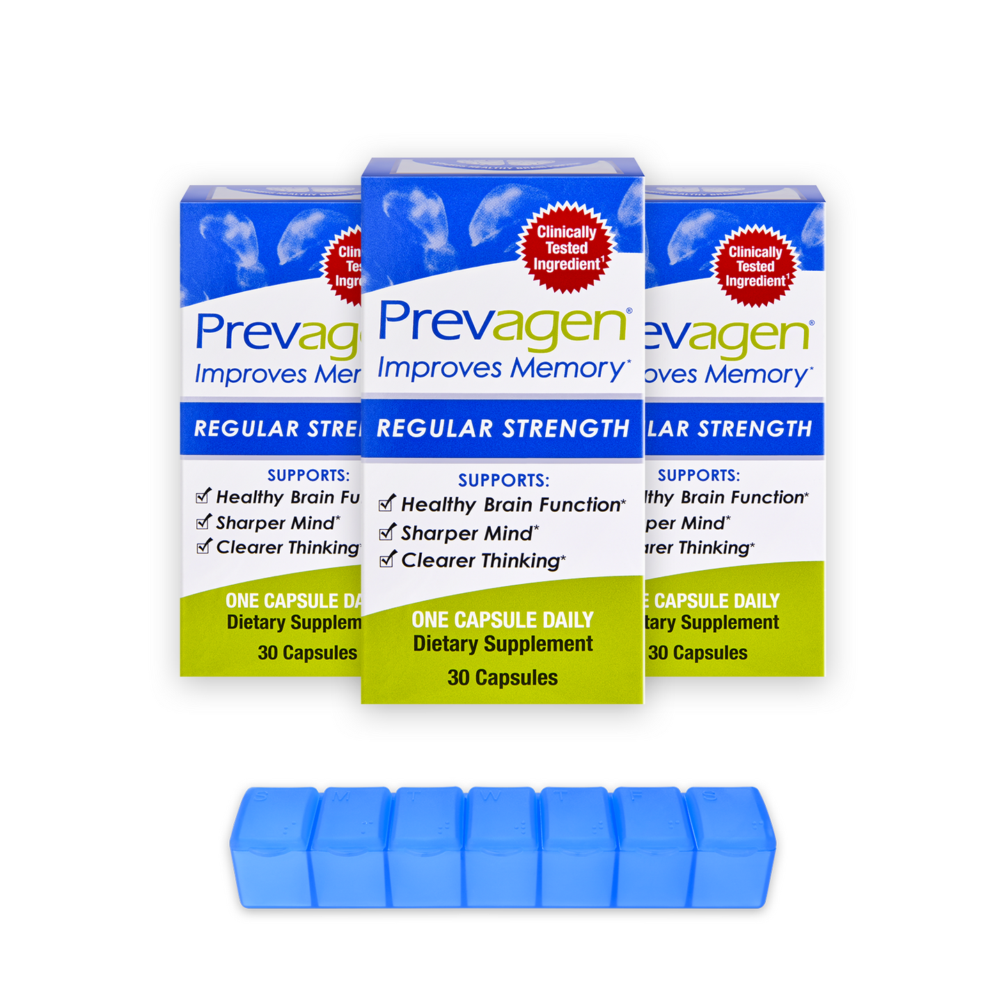 Prevagen® 10mg, 30 Capsules (3-Pack) with Prevagen 7-Day Pill Minder