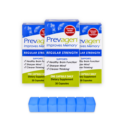 Prevagen® 10mg, 30 Capsules (3-Pack) with Prevagen 7-Day Pill Minder